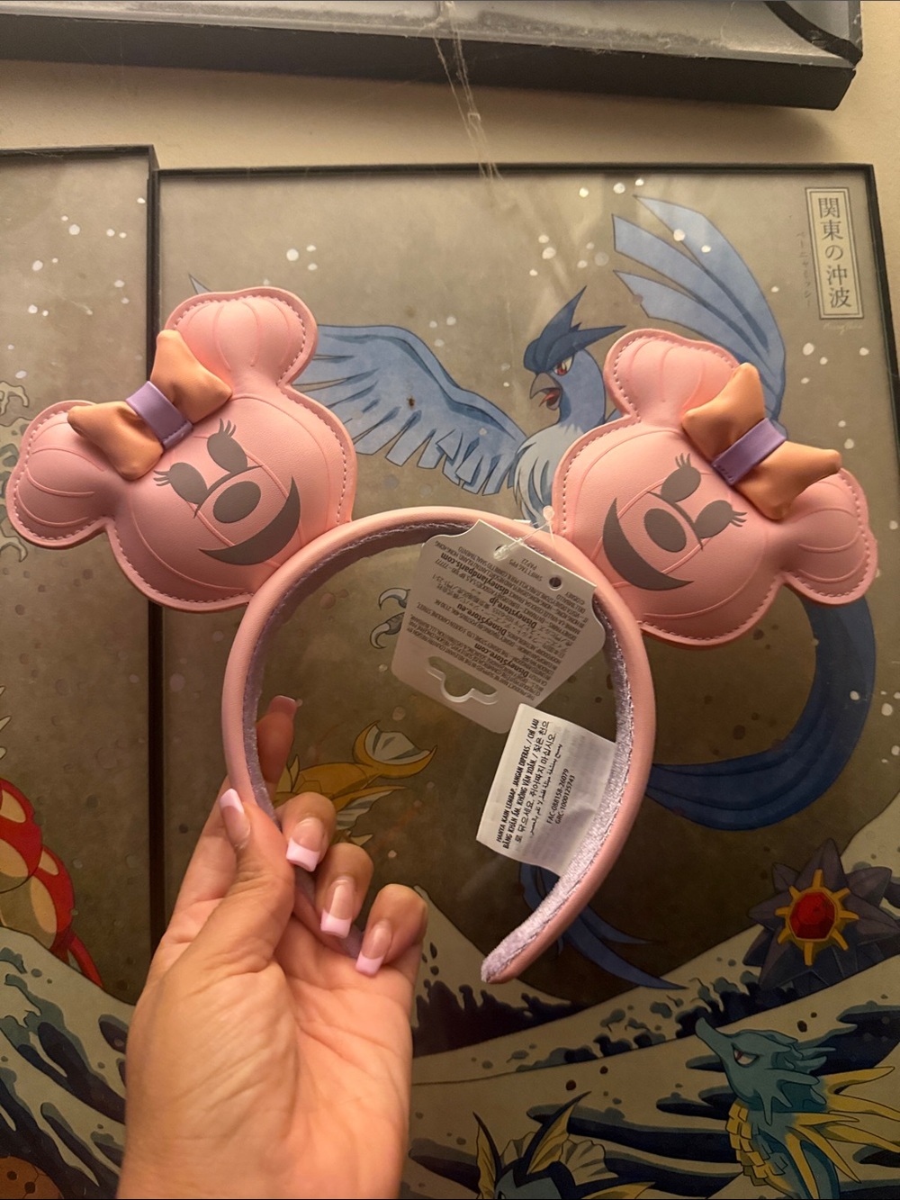 Disney parks pastel pink Minnie Bow Ear Headband with Lavender Accent - Picture 2 of 3